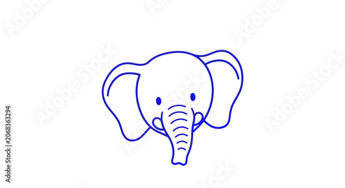 Foto Simple Line Drawing of Elephant Head.