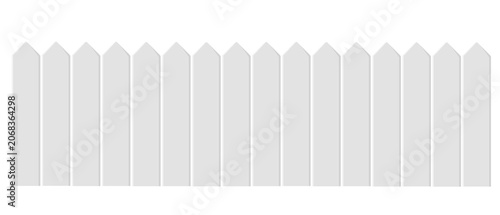 Obraz na płótnie White wooden picket fence element isolated on black background for garden design