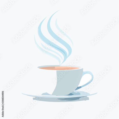 Hot Beverage Served in a Cup with Steam Rising into the Air, a Cozy Morning Drink