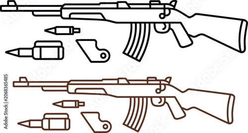 Tableau sur toile Assault rifle, machine gun, gun icons, firearm illustrations, weapon graphics