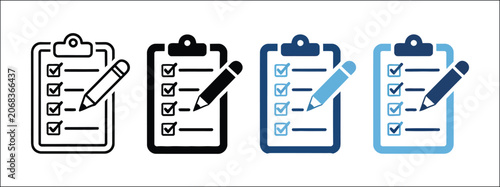 Quadro su tela Checklist illustration icon collection, multiple style task completion symbols,