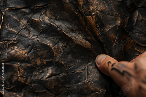 Finger dragging across textured surface with realistic detail  