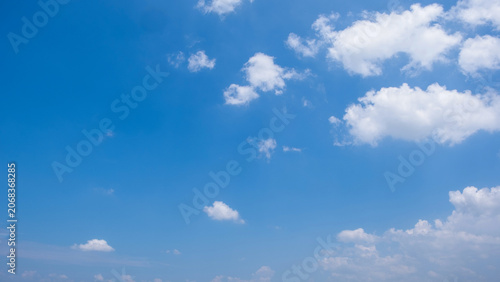 Clear Blue Sky with Soft White Clouds and Bright Natural Daylight Background, Beautiful Clear Blue Sky with Soft White Clouds and Ample Copy Space
Clear blue sky with soft white clouds on a bright sun