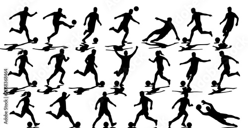 Photos Collection of dynamic black silhouettes of people engaged in various sports and