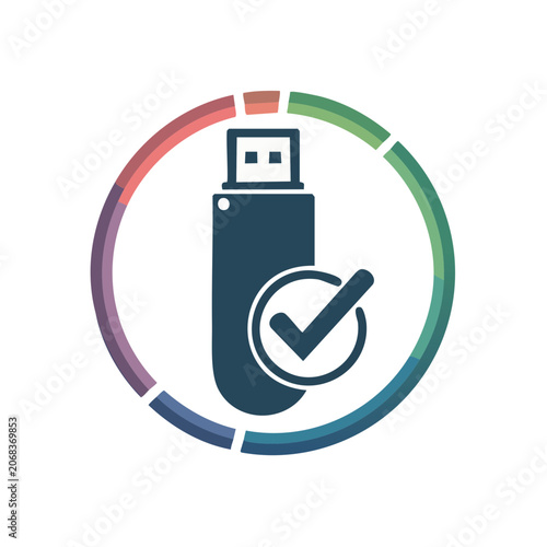 USB flash drive with checkmark icon