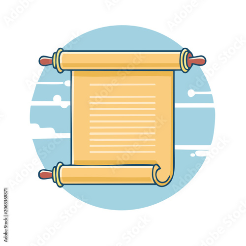 Ancient Scroll with Parchment and Red Handles
