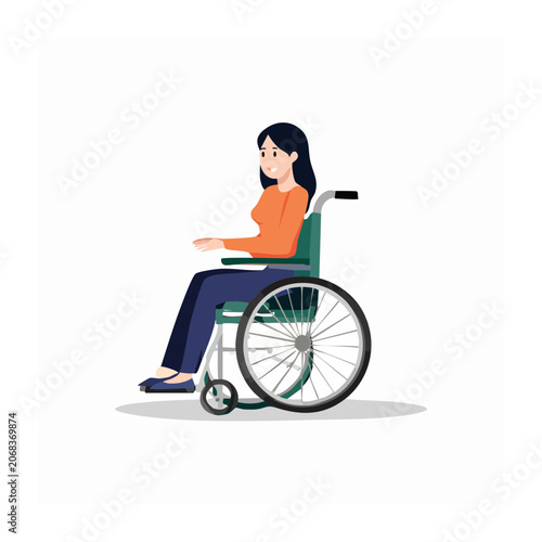 Woman in wheelchair, flat design illustration