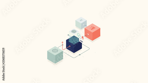Cloud computing email marketing and data analytics business process flowchart infographic with computing
