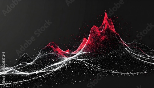 Abstract illustration of a mountain range created from particle effects
