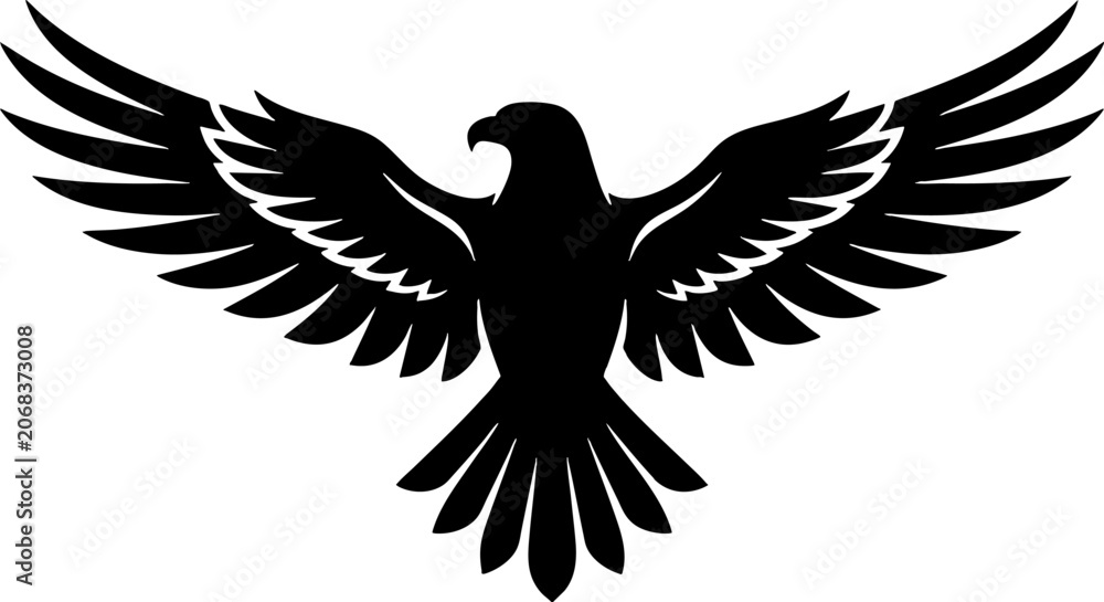 Fototapeta premium Eagle Silhouette with Spread Wings Vector Illustration