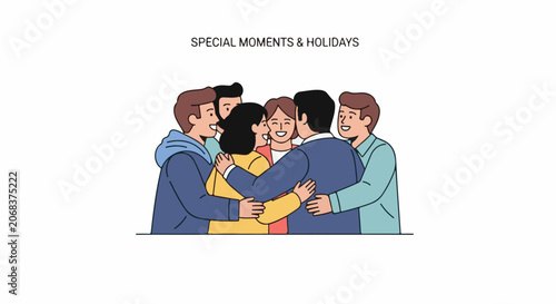 A group of friends embracing each other
