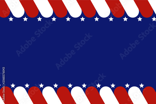 Vector copy space background with usa flag color ornament decoration. A combination of navy blue, red and white