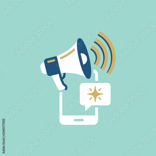 Digital marketing icon with megaphone and smartphone