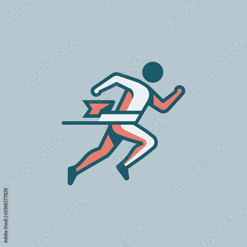 Minimalist athlete icon crossing the finish line in a race