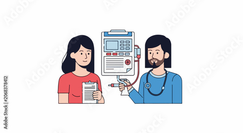 A doctor and patient with medical equipment