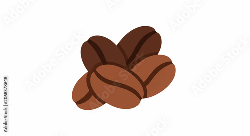 A digital illustration of five brown coffee beans