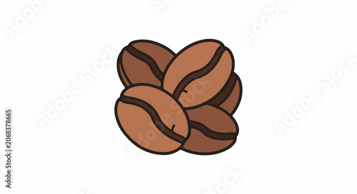 A digital illustration of four brown coffee beans