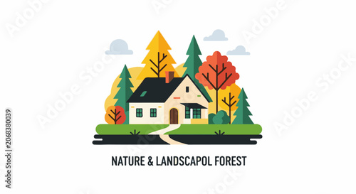 A house surrounded by trees and a path leading to the front door