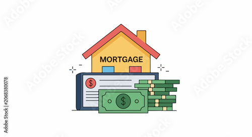 A house with a mortgage and money