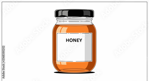 A jar filled with golden honey