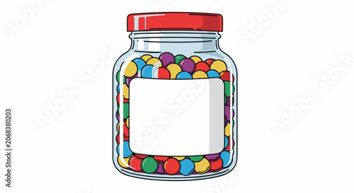 A jar filled with multicolored candies