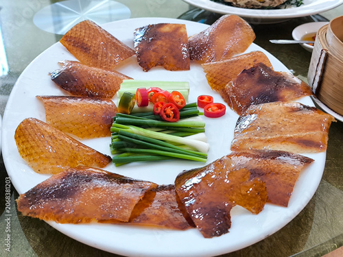 Crispy Peking Duck Skin with Garnish