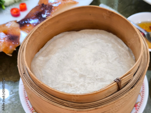 Wonton skin in Bamboo Steamer