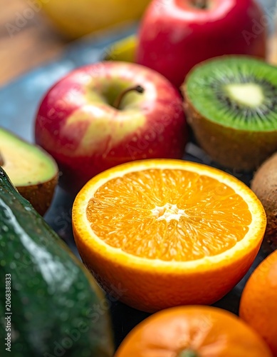 Fresh cut fruits on a plate.