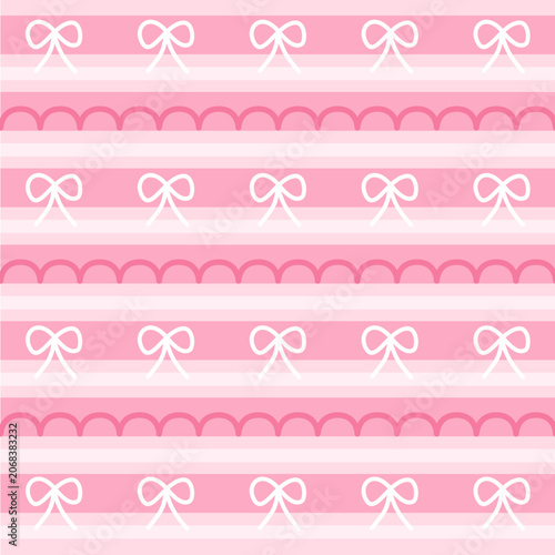 Pink bow and stripes Seamless pattern 