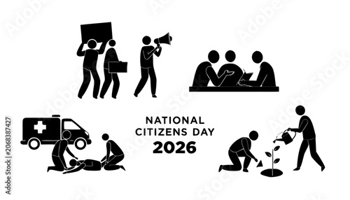 Photos National citizens day 2026 vector illustration with black silhouettes