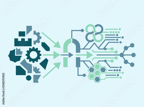 Abstract digital workflow showing data processing and logic