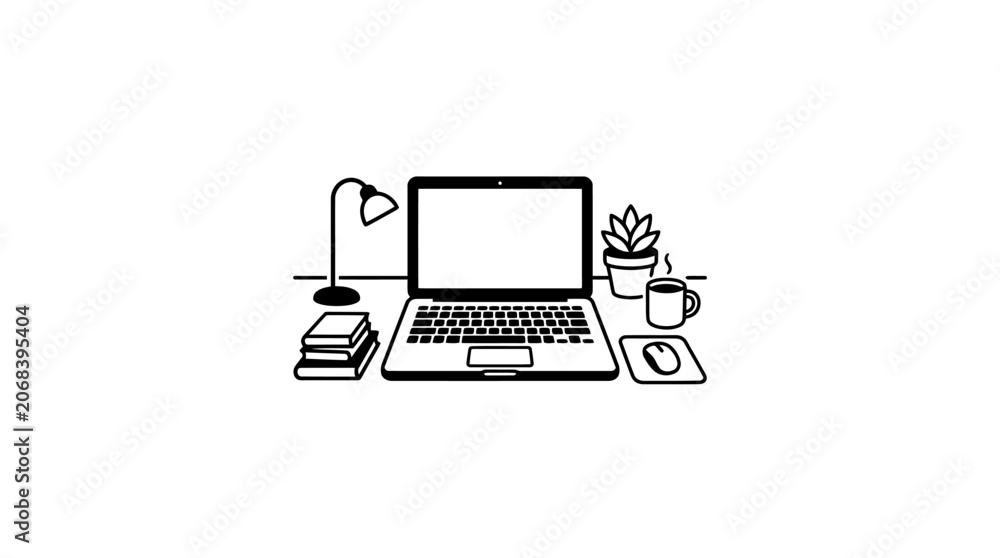 Fototapeta premium Laptop computer on a desk.