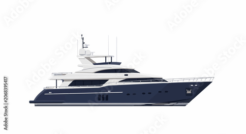 Bild auf Leinwand A large luxury yacht with a white and dark blue hull