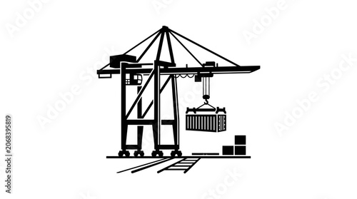 Bild auf Leinwand Industrial Crane Machine Lifting Heavy Load.