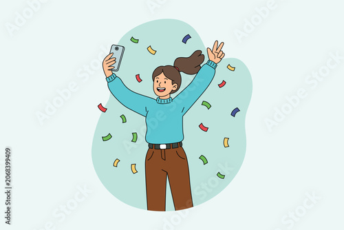Girl Taking Selfie with Phone