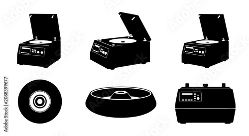 Εκτύπωση καμβά Medical laboratory centrifuge and rotor equipment silhouettes.