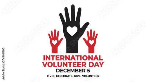 Φωτογραφία Hands raised in a gesture of unity feature heart symbols to commemorate International Volunteer Day