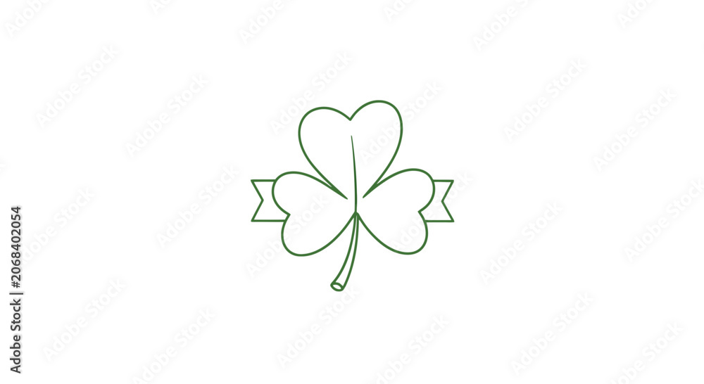 Fototapeta premium Simple Line Drawing of Four Leaf Clover.