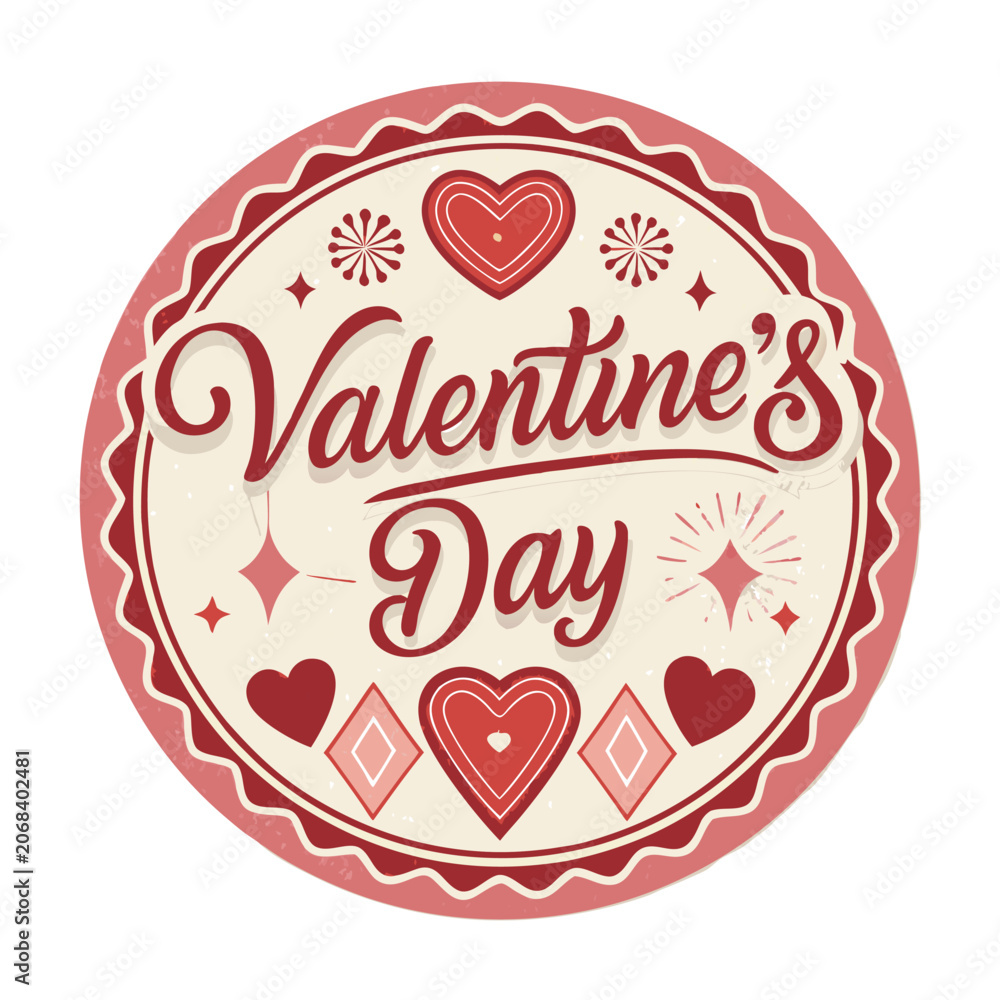 Fototapeta premium Valentine's Day, heart icons, red and pink vector graphics, love symbols, festive emblem