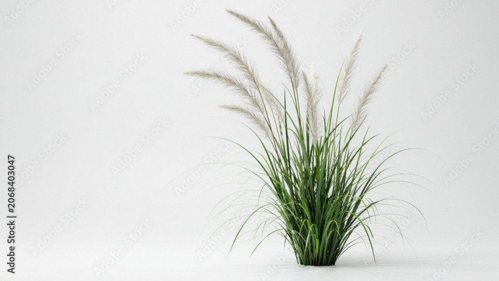 Fototapeta premium A lush green ornamental grass plant isolated on white background