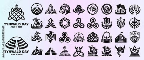Schilderij op canvas Isle of Man Tynwald Day Symbols and Viking Heritage Icon Collection