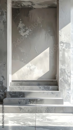 Gray concrete wall with rectangular recess.