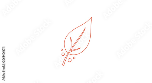 Tablou pe pânză Simple Pink Leaf Illustration with Dew Drops.