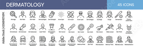 Dermatology Icons Set Skin Care Medical Treatments And Dermatologist Symbols vector illustration