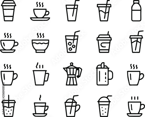 Foto Tea cup and teapot icons collection
