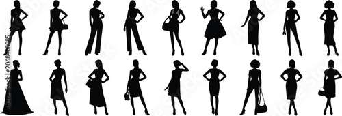 Female Fashion Silhouettes Set woman model