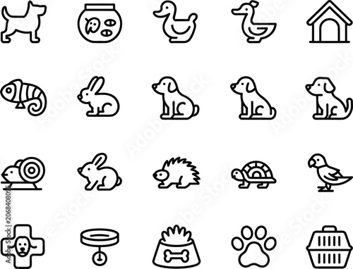 Pet and Animal Care Icons Set rabbit