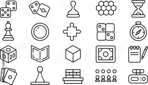 Photos Card game and casino token icons collection