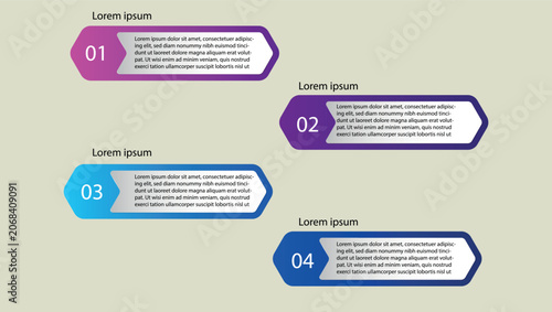 Infographic template with 4 steps, business process workflow diagram vector banner layout
