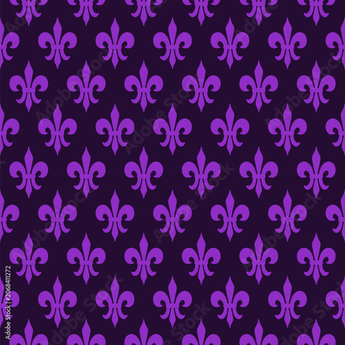 Mardi Gras Fleur de Lys Seamless Pattern.